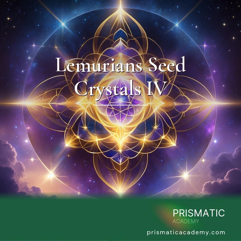 Lemurians Seed Crystals IV distance Reiki attunement, The fifth-dimensional Lemurian symbols -- the golden Merkabah light-vehicle, interlocking tetrahedra opening into the Fl by Prismatic Flower Essences