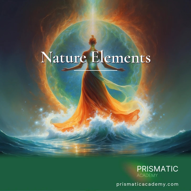 Nature Elements distance Reiki attunement, the four classical nature elements, Earth, Water, Fire, and Air, each linked to a chakra, that build and empower the sub by Prismatic Flower Essences